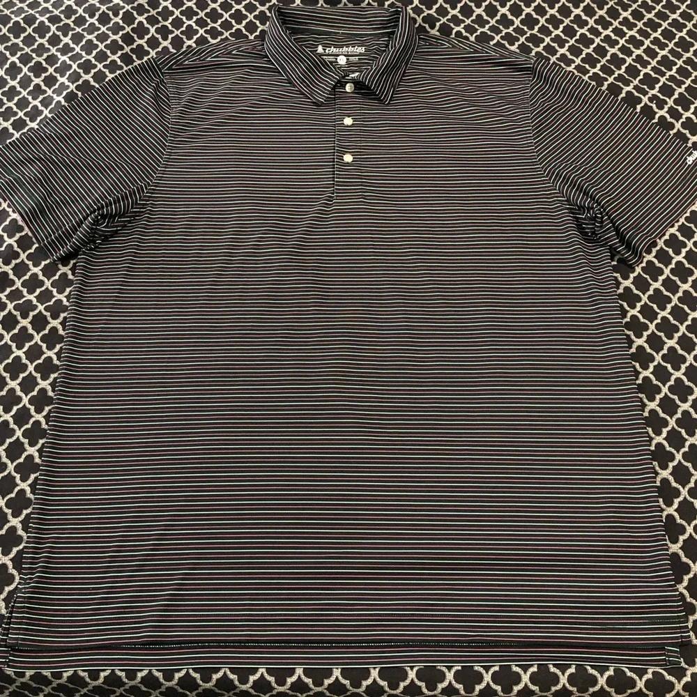 Chubbies Polo Shirt Mens XL Black Pink Short Sleeve Striped Polyester GG7
